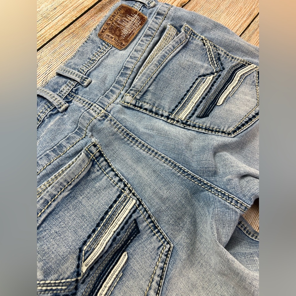 Mens Axe & Crown Slim Boot Denim Jeans Light Wash Size 32x34 - Picture 7 of 9